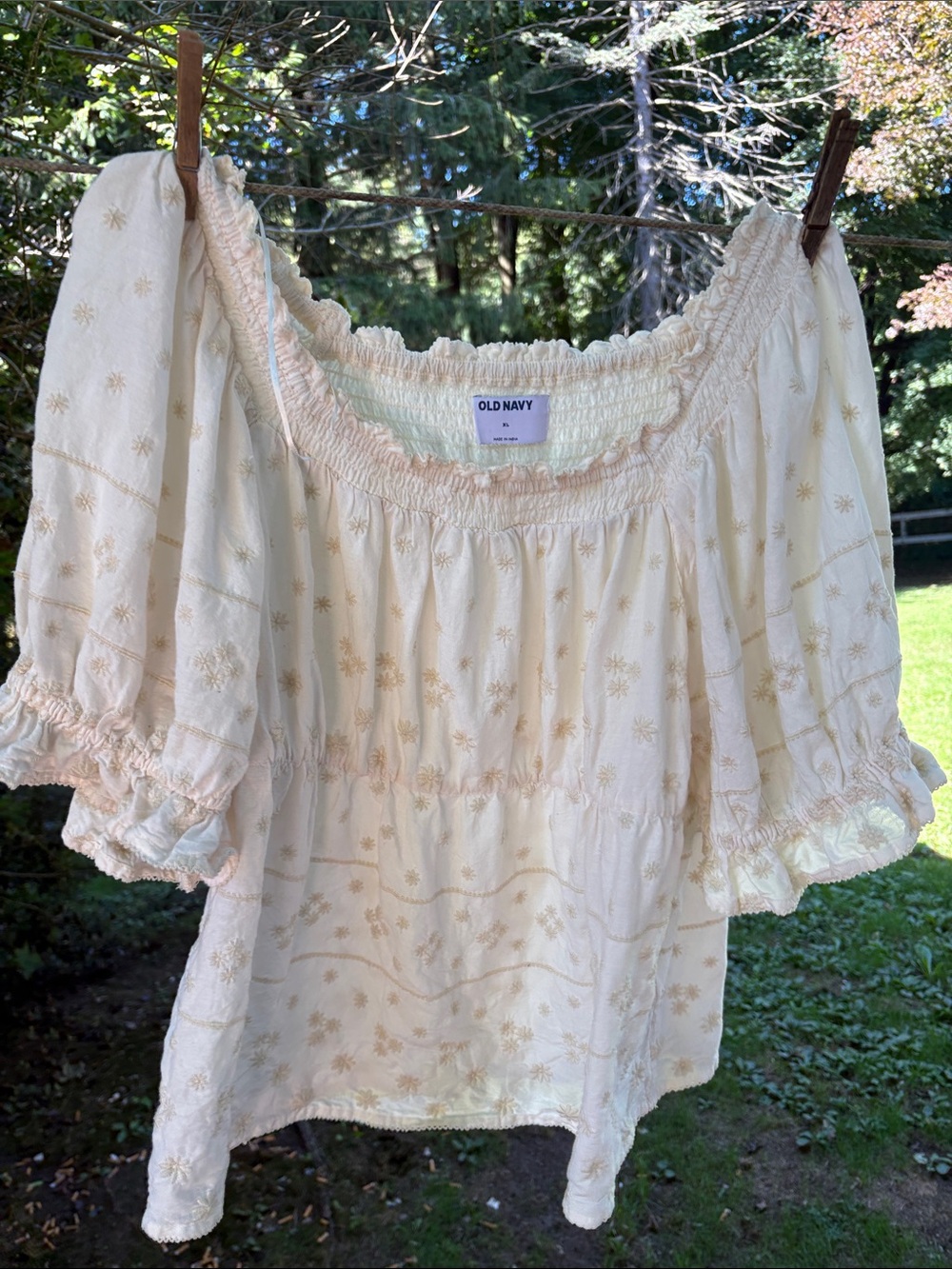 Old Navy Cream Embroidered Boho Peasant Tunic